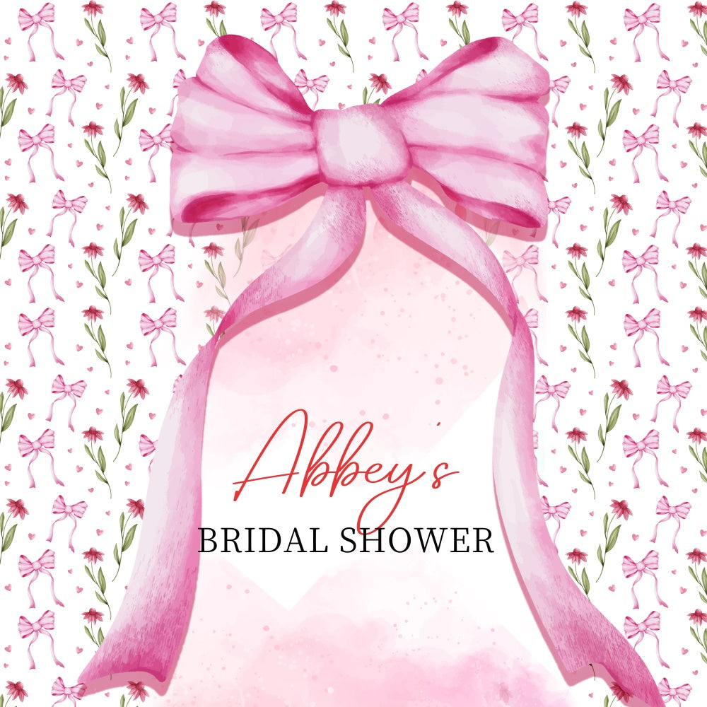 Bridal Shower Photo Backdrop Pink Bow Floral Customized Backdrop LXX5-160