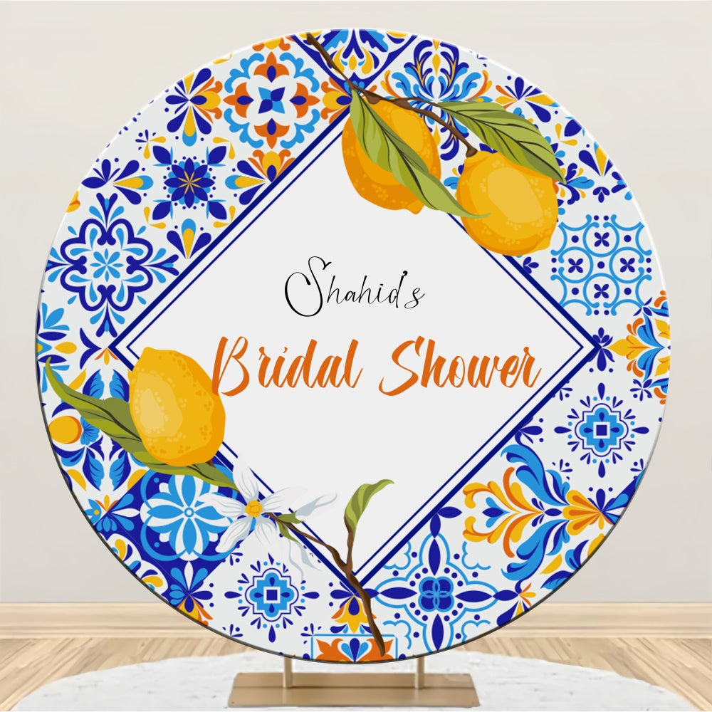 Bridal Shower Backdrop Rustic Lemon Custom Round Backdrop LXX5-166