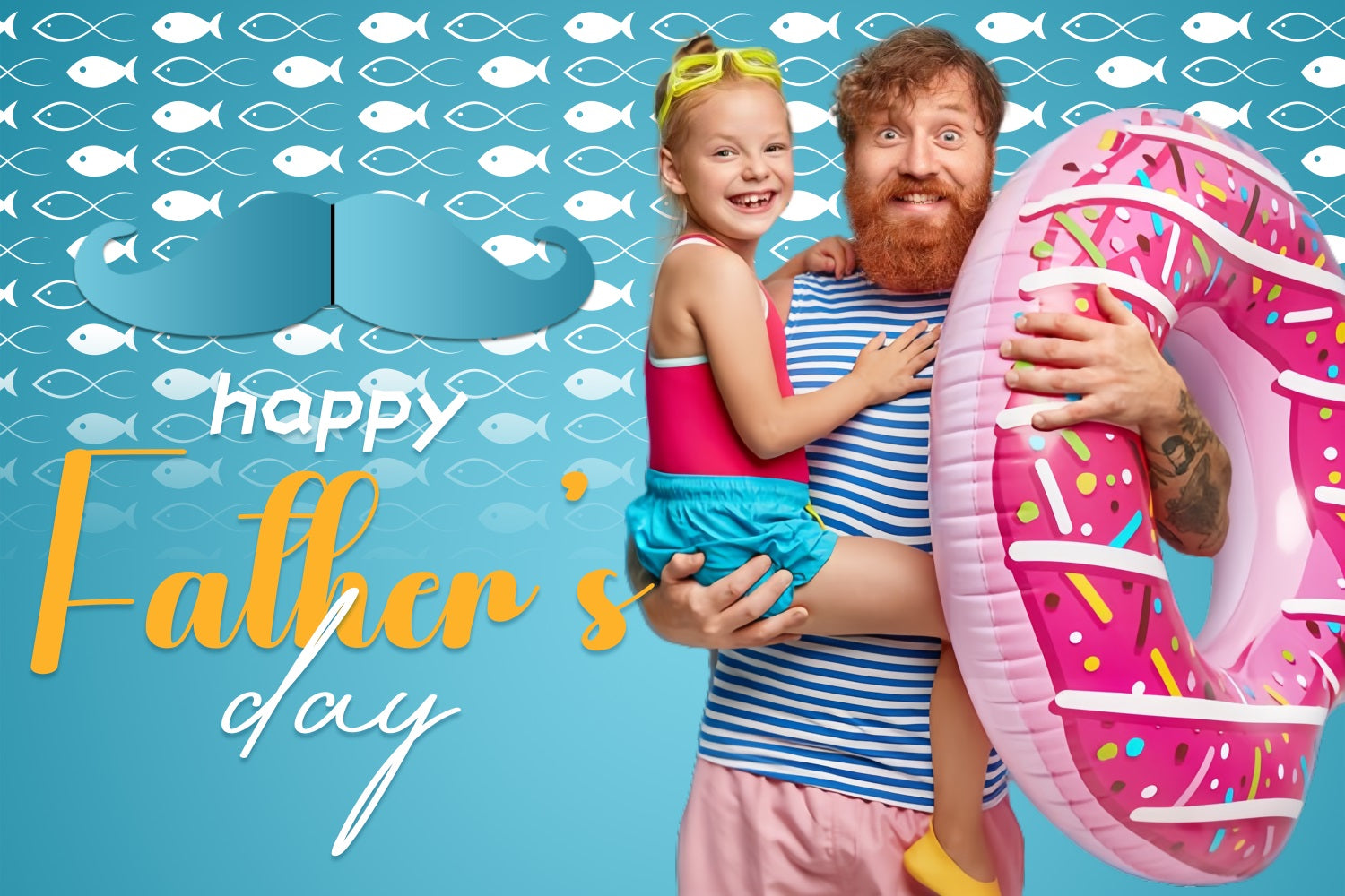 Fathers Day Backdrops Blue Sea Swim Custom Backdrop LXX5-17