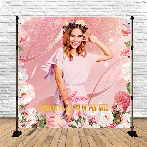 Bridal Backdrop Glittering Floral Bliss Personalized Backdrop LXX5-171