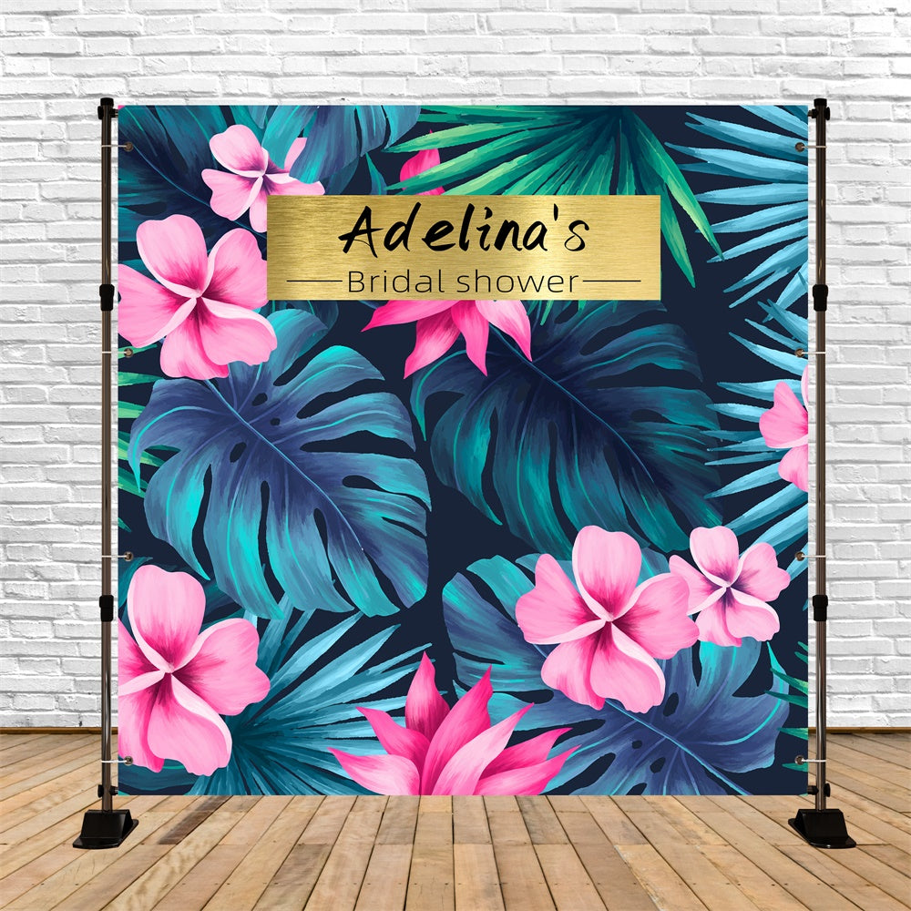 Bridal Backdrop Ideas Tropical Palm Floral Customized Backdrop LXX5-172