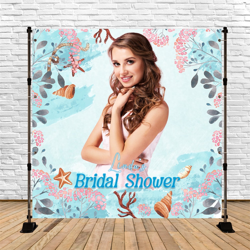 Shell Cloth Backdrop Bridal Shower Backdrop Ideas Tropical Shells Custom Backdrop LXX5-177