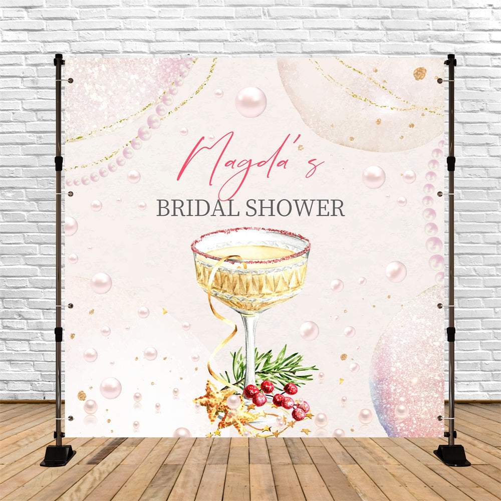 Bridal Shower Backdrops Pink Luxe Pearl Personalized Backdrop LXX5-178