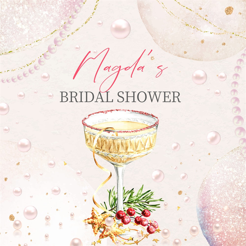 Bridal Shower Backdrops Pink Luxe Pearl Personalized Backdrop LXX5-178