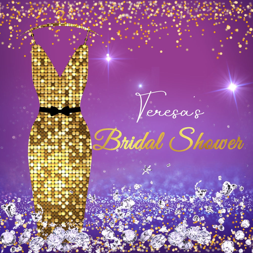 Bridal Shower Photo Backdrop Glam Gold Dress Custom Backdrop LXX5-180