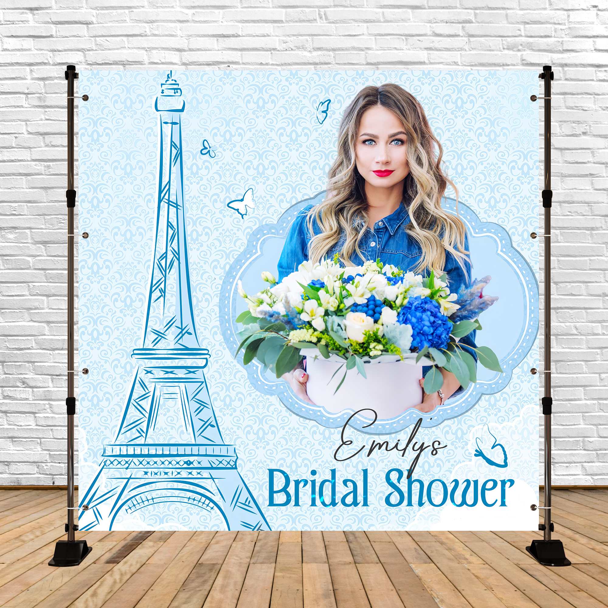 Bridal Shower Backdrops Paris Chic Floral Customized Backdrop LXX5-181