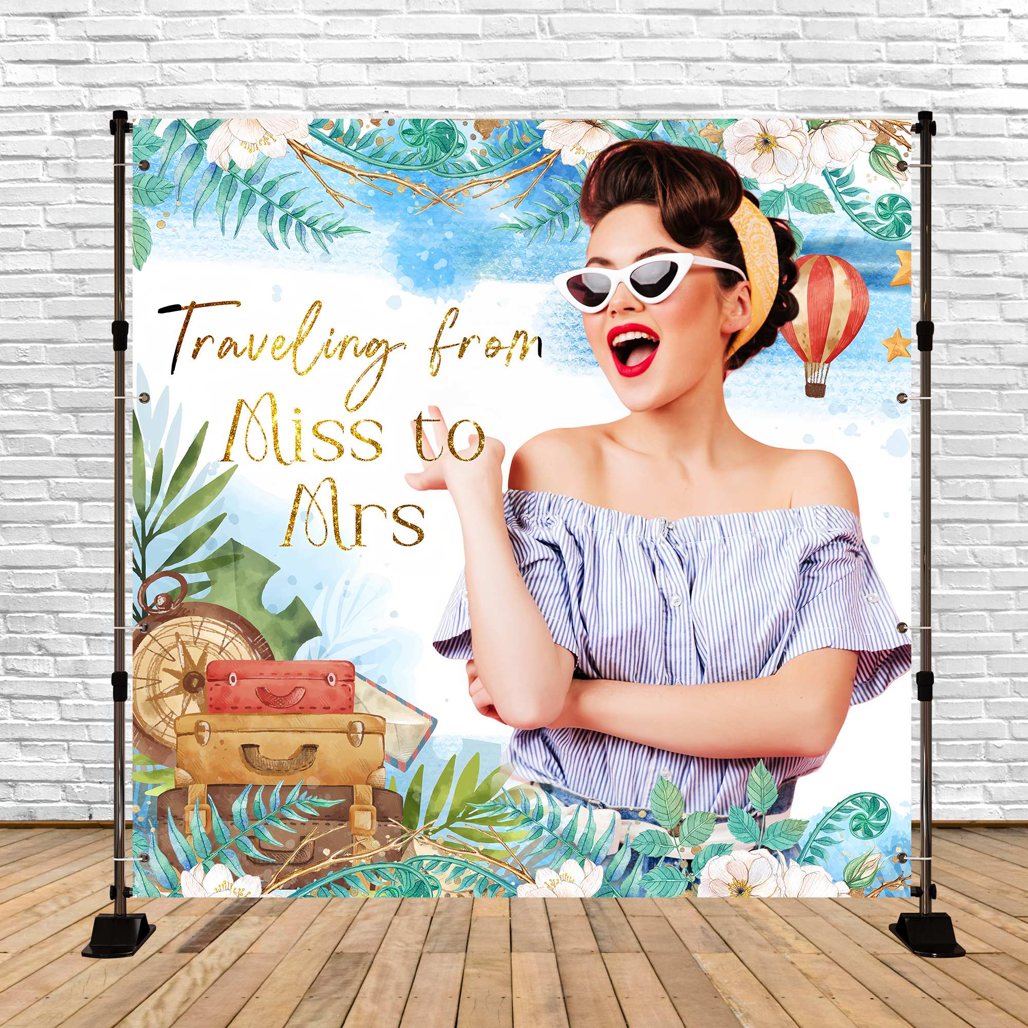 Bridal Shower Backdrop Retro Vacation Themed Customized Backdrop LXX5-182