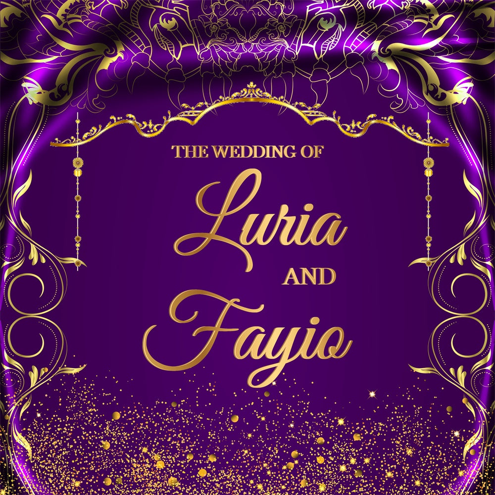 Wedding Photo Backdrop Ornate Gold Purple Customized Backdrop LXX5-192