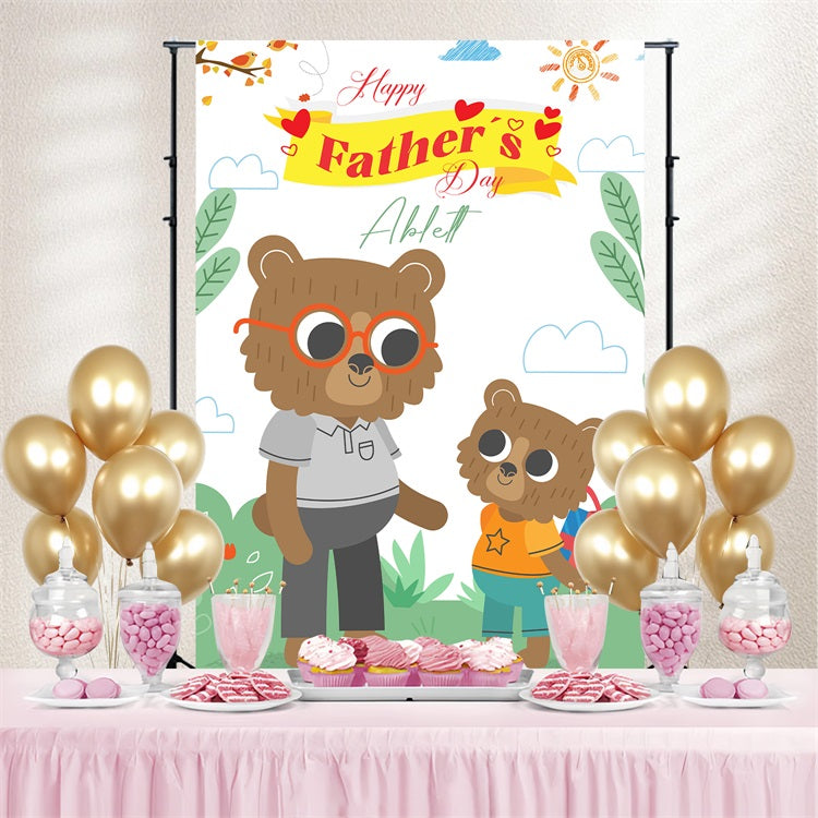Fathers Day Photo Backdrop Bear Family Love Custom Backdrop LXX5-2