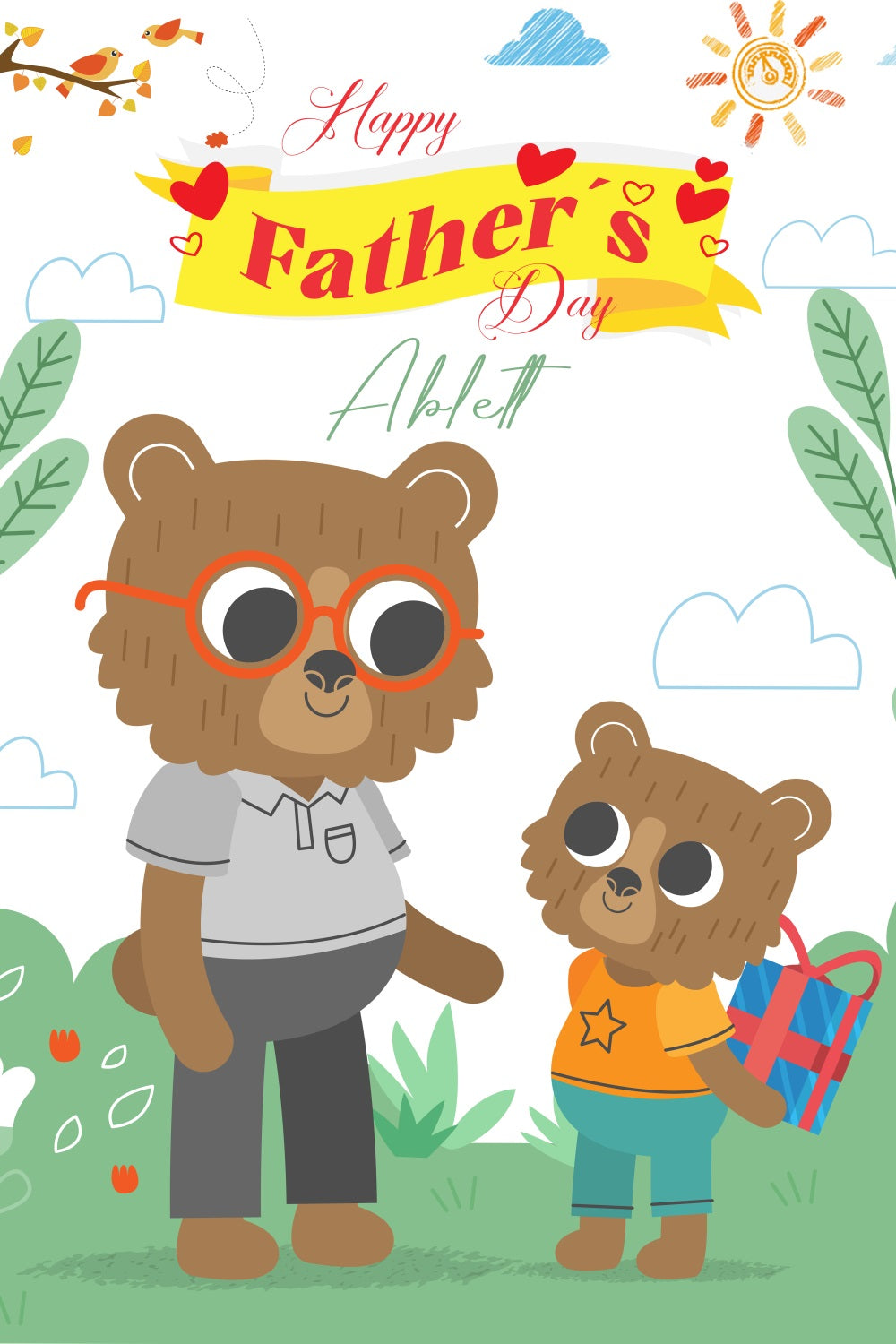 Fathers Day Photo Backdrop Bear Family Love Custom Backdrop LXX5-2