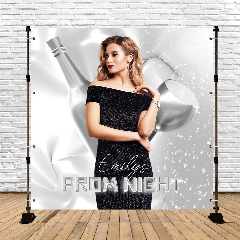 Prom Backdrops Silver Glow Champagne Personalized Party Graduation Backdrop LXX5-202