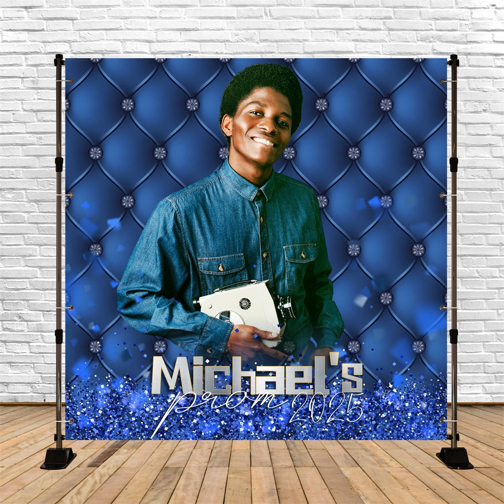 Prom Photo Backdrop Confetti Sparkle Blue Customized Party Graduation Backdrop LXX5-203