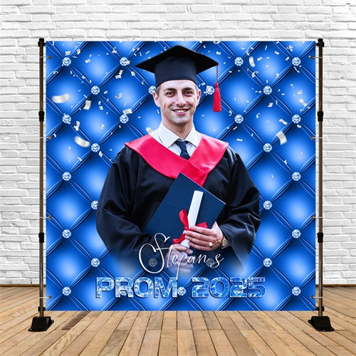 Prom 2025 Backdrop Royal Blue Diamond Personalised Party Graduation Backdrop LXX5-204