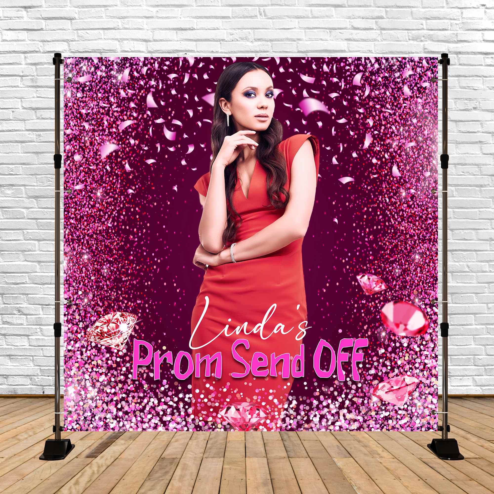 Prom Backdrop Design Glitter Confetti Diamond Personalized Party Graduation Backdrop LXX5-206