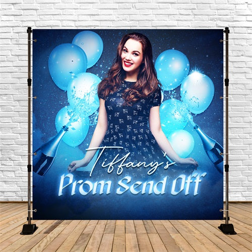 Prom 2025 Backdrop Champagne Balloon Cheers Personalised Party Graduation Backdrop LXX5-212