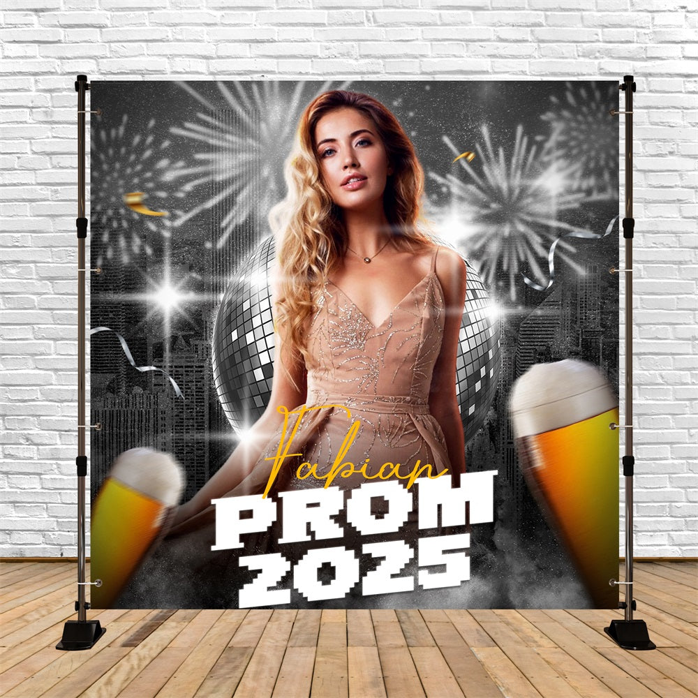 Prom Backdrop Ideas Urban Disco Champagne Personalized Party Graduation Backdrop LXX5-214
