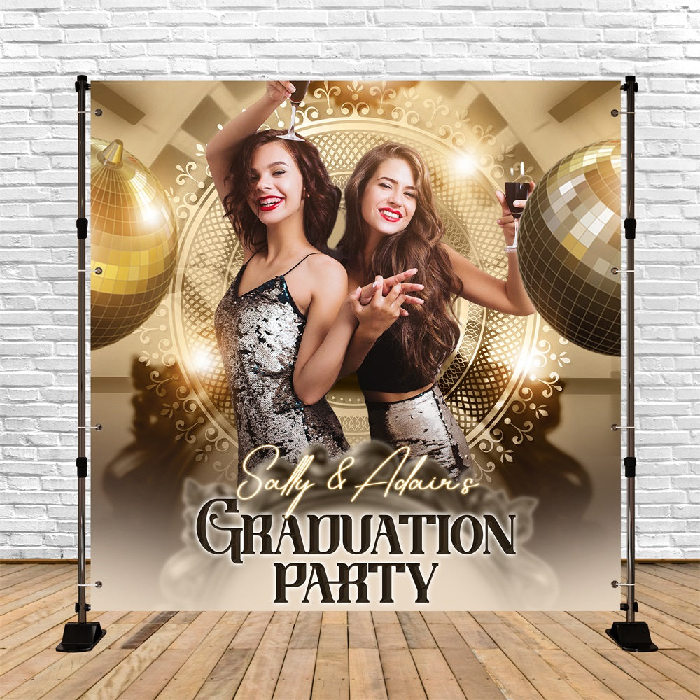 2025 Graduation Backdrop Disco Queens Customized Party Graduation Backdrop LXX5-215