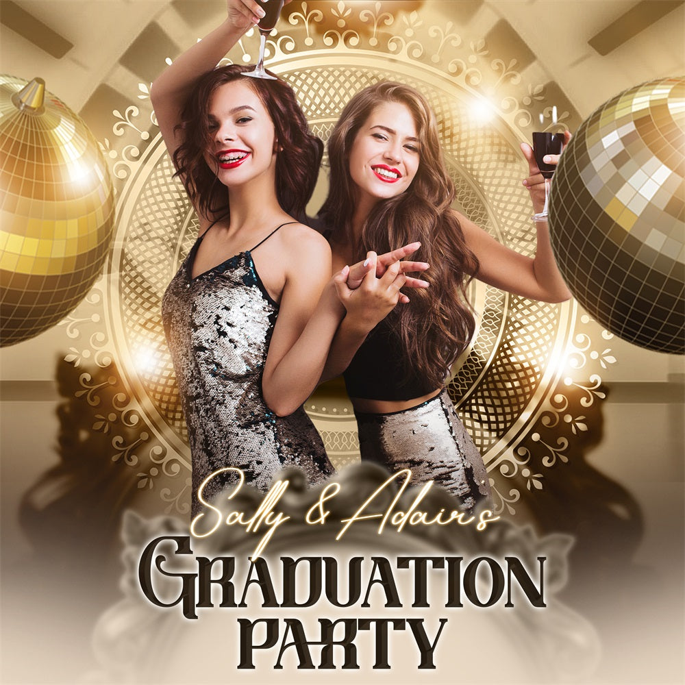 2025 Graduation Backdrop Disco Queens Customized Party Graduation Backdrop LXX5-215