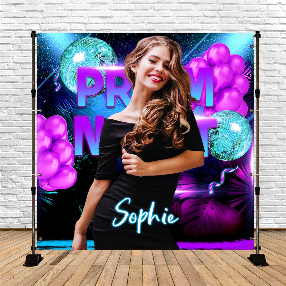 Prom Backdrop Disco Lights Balloons Personalised Party Graduation Backdrop LXX5-216