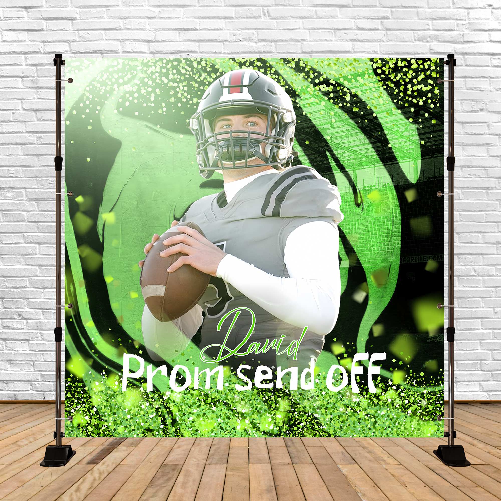 Prom Backdrop Ideas Green Glitter Personalised Party Graduation Backdrop LXX5-220