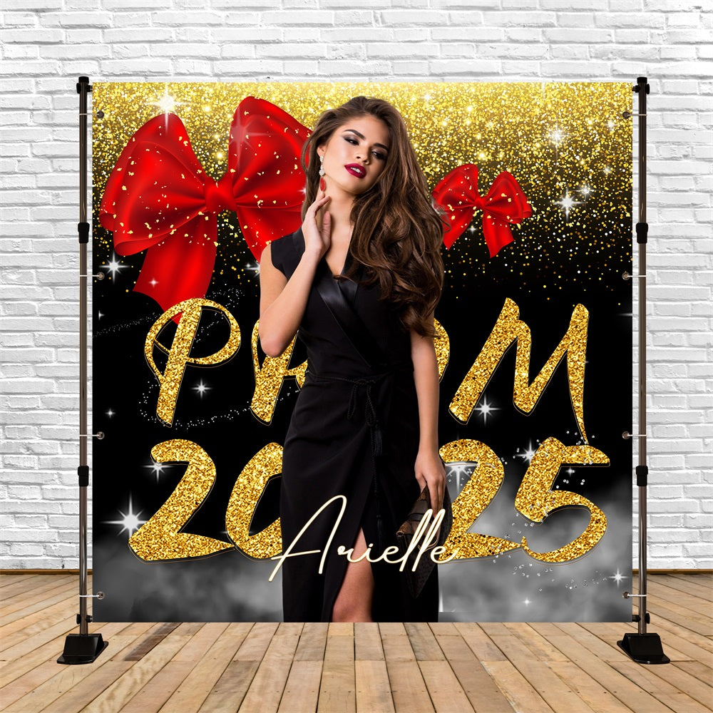 Prom Night Backdrop Red Ribbon Glitter Personalized Party Graduation Backdrop LXX5-222