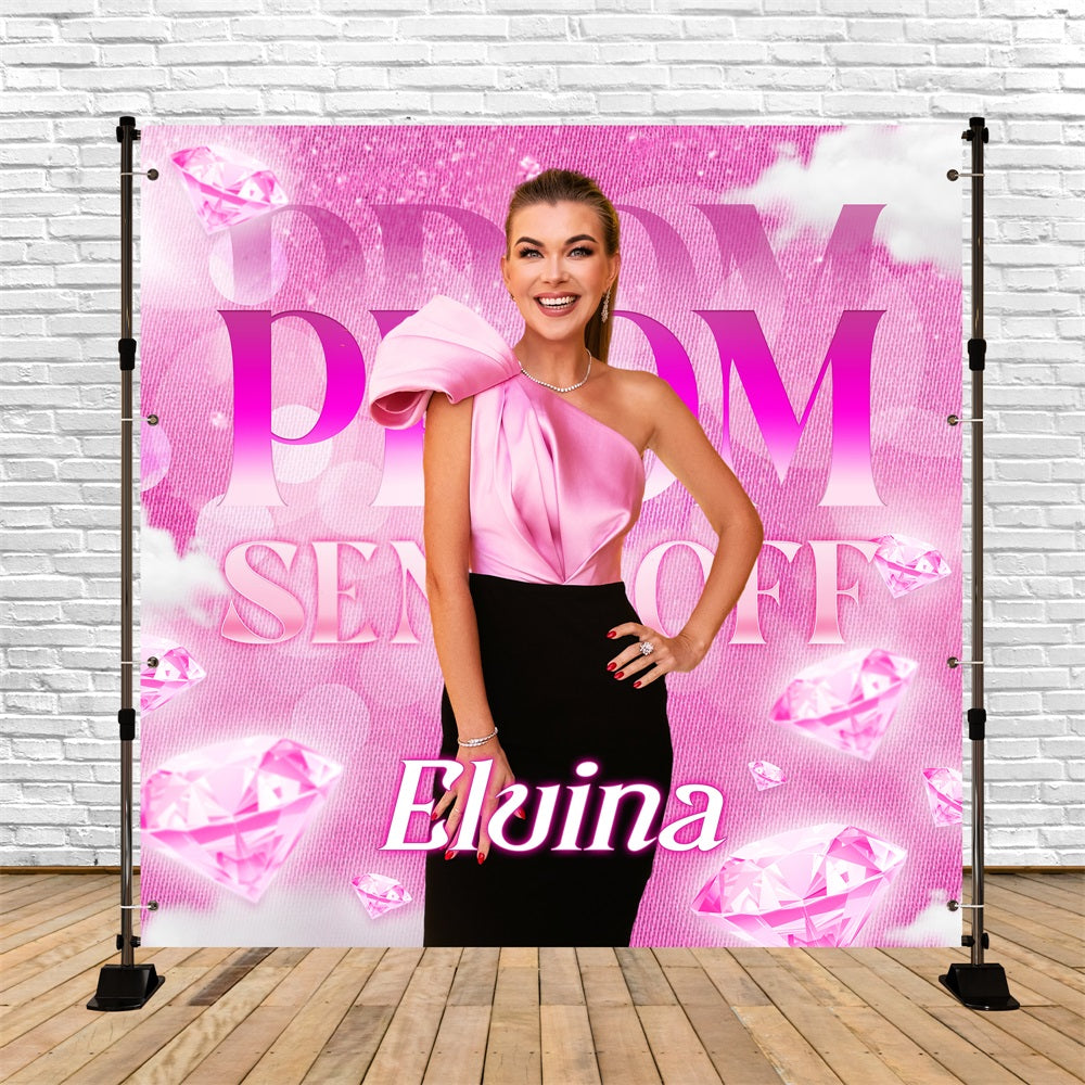 Prom 2025 Backdrop Blush Diamond Elegance Customized Party Graduation Backdrop LXX5-223