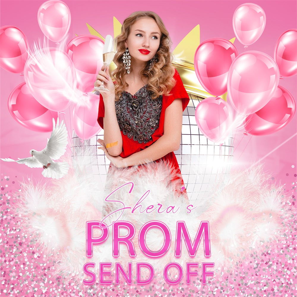 Prom Backdrop Blush Balloons Send Off Custom Party Graduation Backdrop LXX5-225