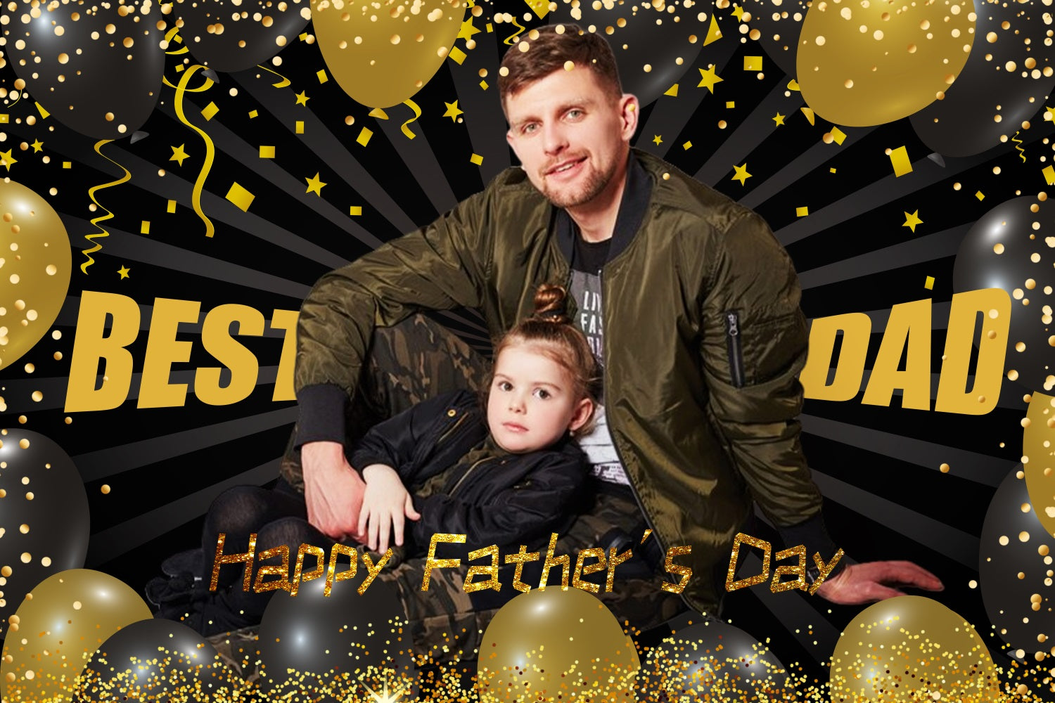 Happy Fathers Day Backdrop Gold Confetti Glitter Customized Backdrop LXX5-23