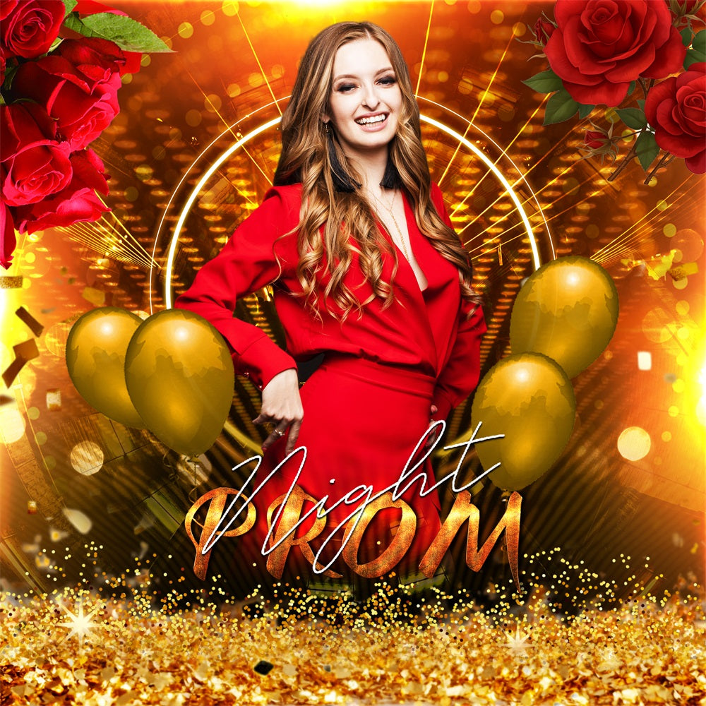 Prom Photo Backdrop Disco Rose Night Personalised Party Graduation Backdrop LXX5-232