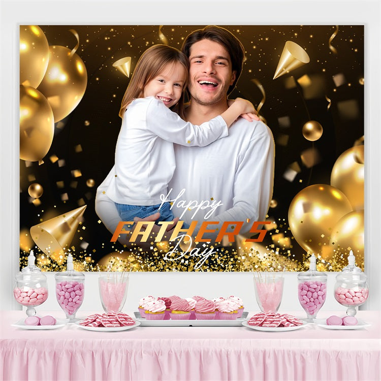 Backdrops For Father's Day Golden Balloons Confetti Custom Backdrop LXX5-29