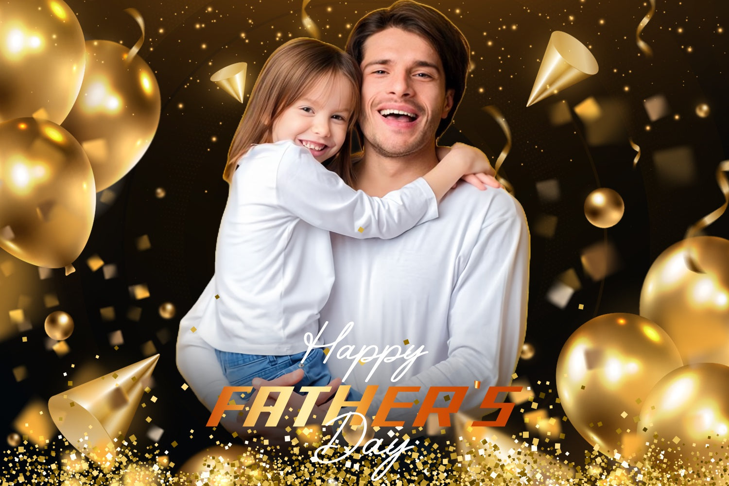 Backdrops For Father's Day Golden Balloons Confetti Custom Backdrop LXX5-29