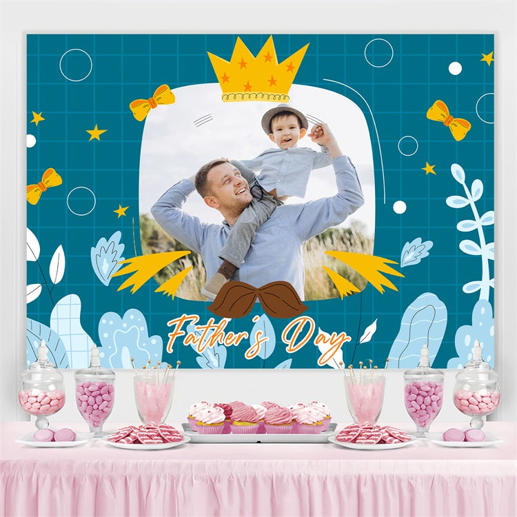 Fathers Day Backdrops Playful Blue Golden Crown Personalized Backdrop LXX5-3