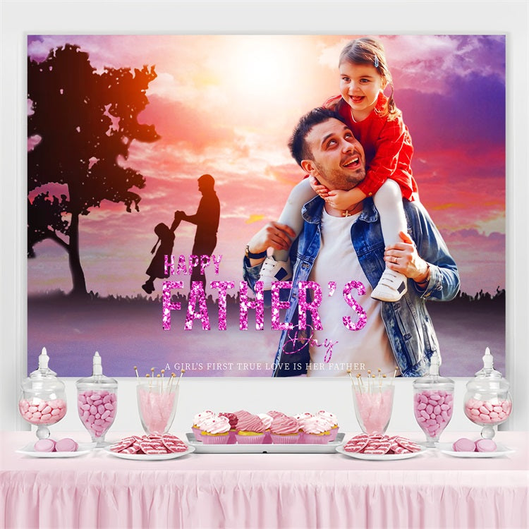 Fathers Day Backdrop Sunset Silhouette Sky Custom Backdrop LXX5-33