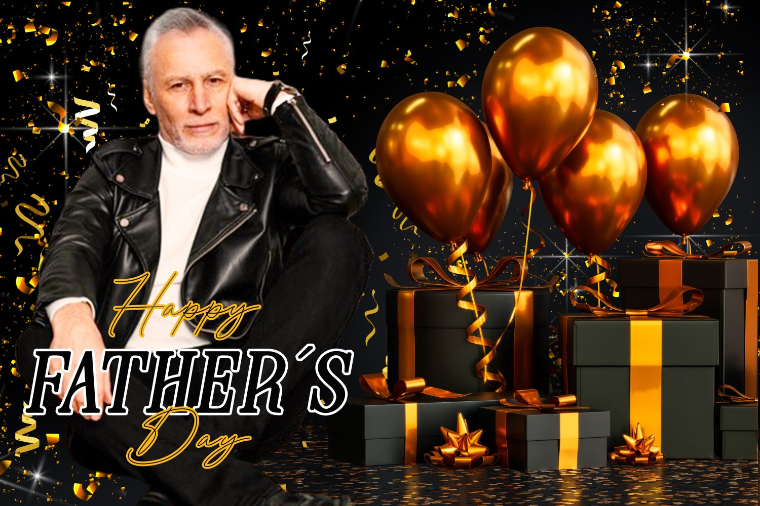 Fathers Day Backdrops Gold Balloons Gift Personalised Backdrop LXX5-37