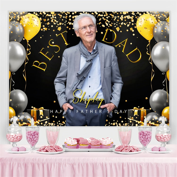 Father's Day Backdrops Golden Balloons Confetti Custom Backdrop LXX5-38