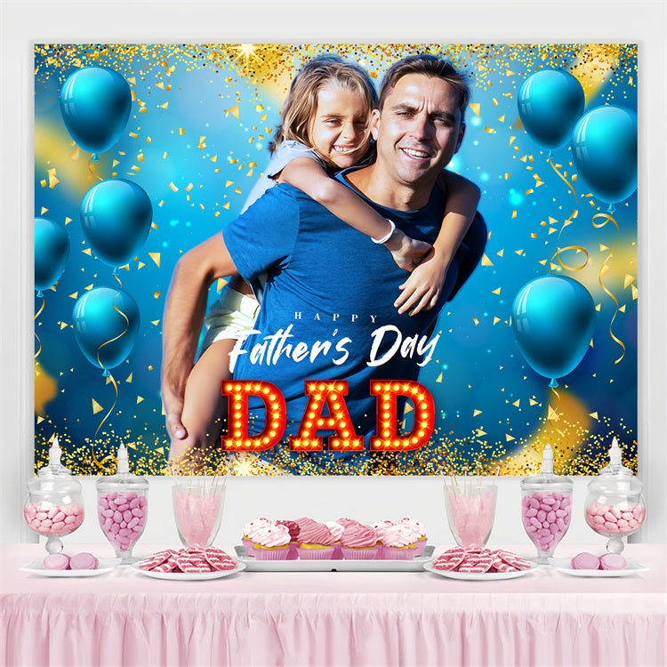 Father's Day Photo Backdrop Golden Balloons Confetti Personalized Backdrop LXX5-39