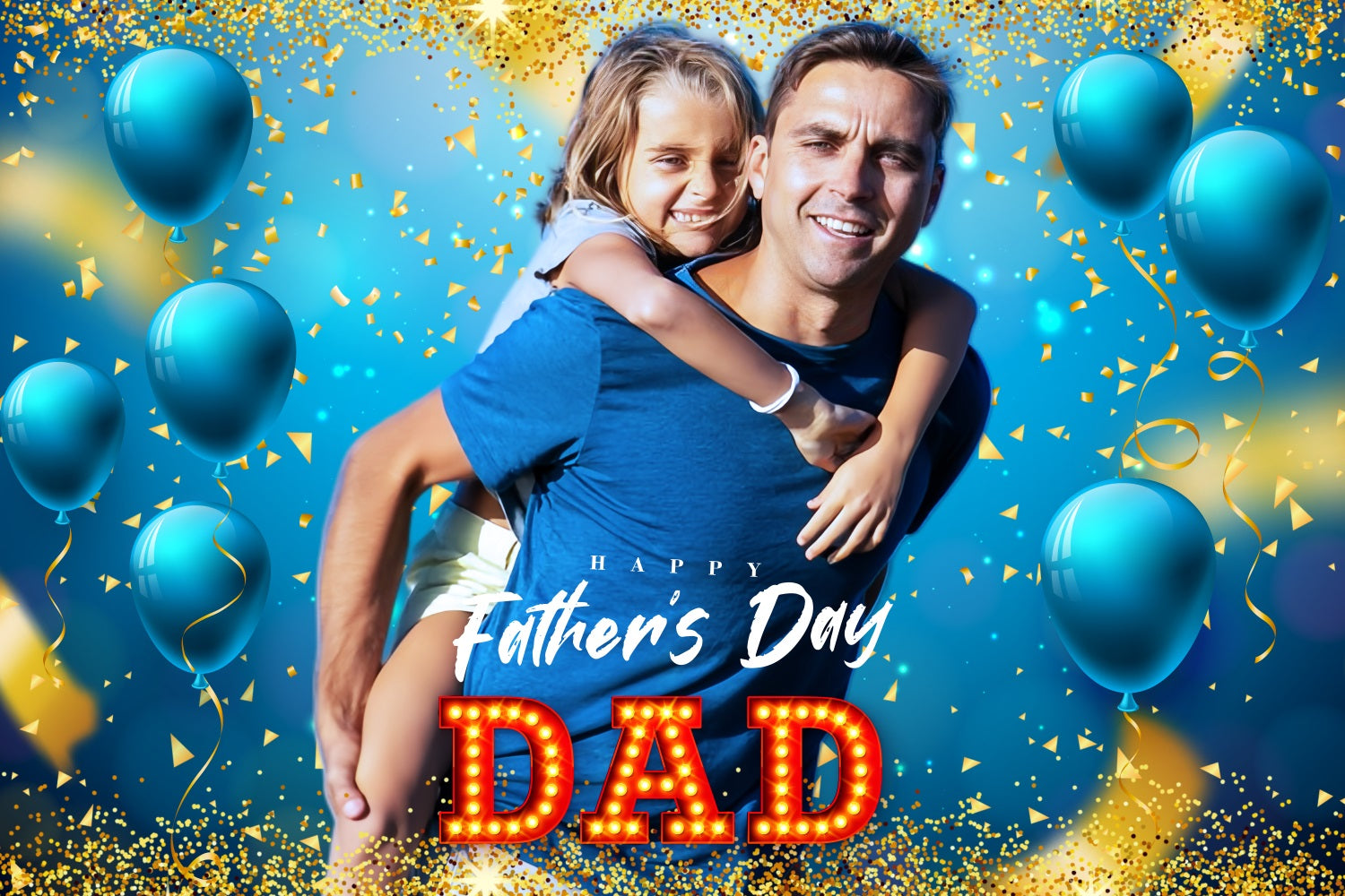 Father's Day Photo Backdrop Golden Balloons Confetti Personalized Backdrop LXX5-39