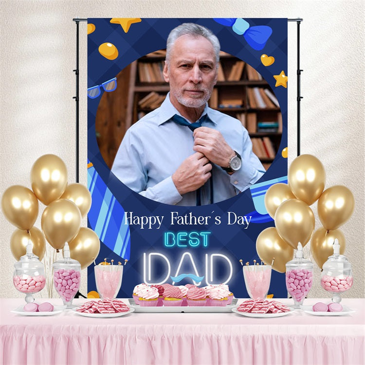 Father's Day Backdrop Blue Tie Stars Customized Backdrop LXX5-40