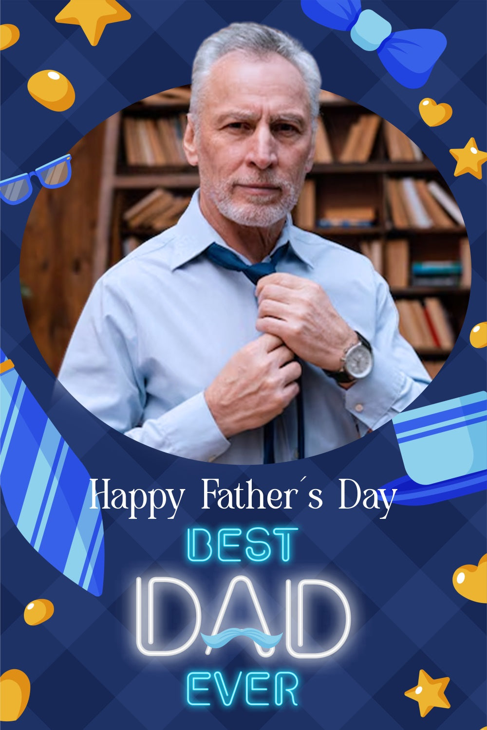 Father's Day Backdrop Blue Tie Stars Customized Backdrop LXX5-40
