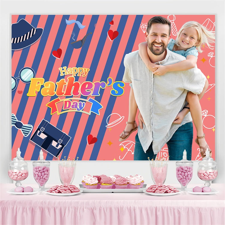 Fathers Day Backdrop Colorful Striped Fun Personalised Backdrop LXX5-41