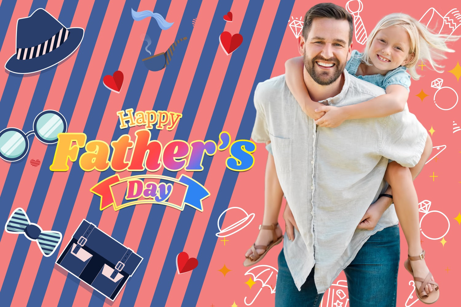 Fathers Day Backdrop Colorful Striped Fun Personalised Backdrop LXX5-41