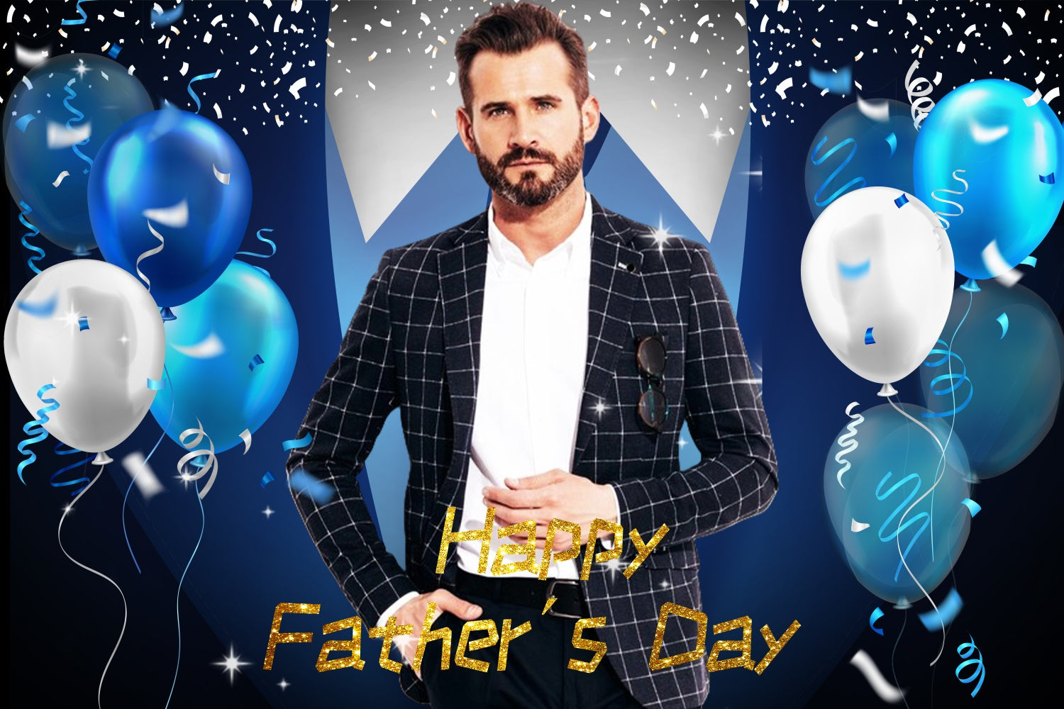 Father's Day Photo Backdrop Celebration Balloons Personalised Backdrop LXX5-5