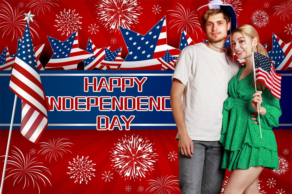 4th of July Fireworks Backdrop Star Flag Personalized Backdrop LXX5-51