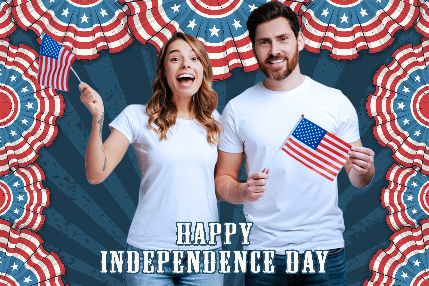 Independence Day Backdrops Flag Celebration Customized Backdrop LXX5-58
