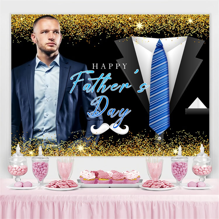 Father's Day Backdrop Gold Sparkle Tie Custom Backdrop LXX5-6