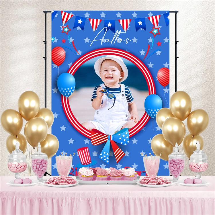 Customized Birthday Backdrop Stars Balloons Independence Day Backdrops LXX5-71