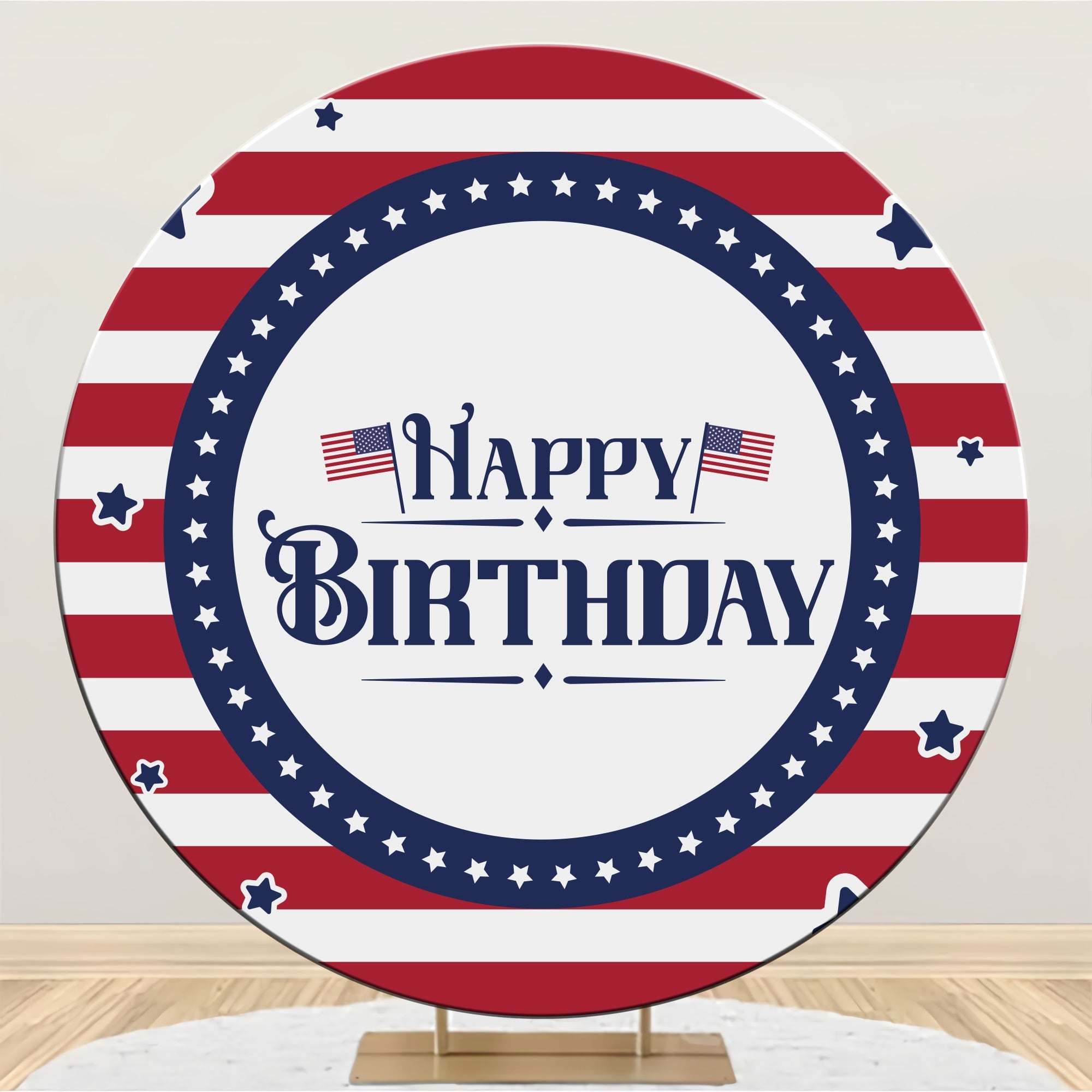 Independence Day Backdrop Stars Stripes Round Birthday Backdrop LXX5-73