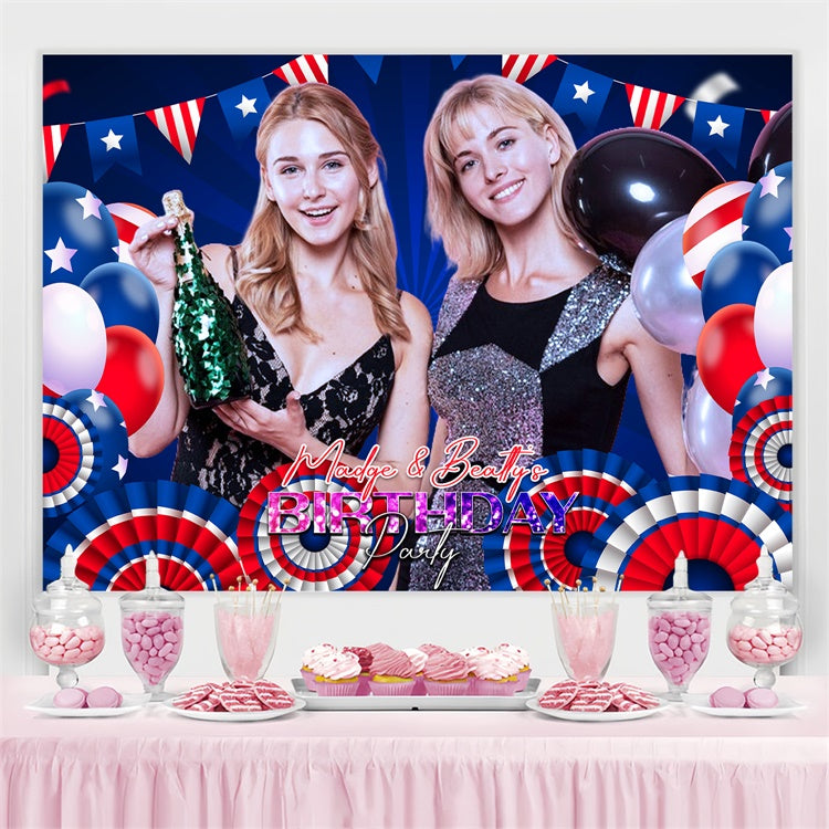 4th of July Backdrops Glamorous Balloon Custom Birthday Backdrop LXX5-74
