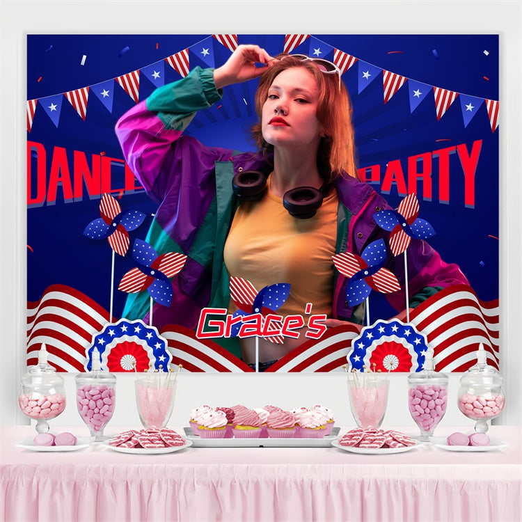 Independence Day Backdrops Retro Patriotic Custom Dance Backdrop LXX5-75