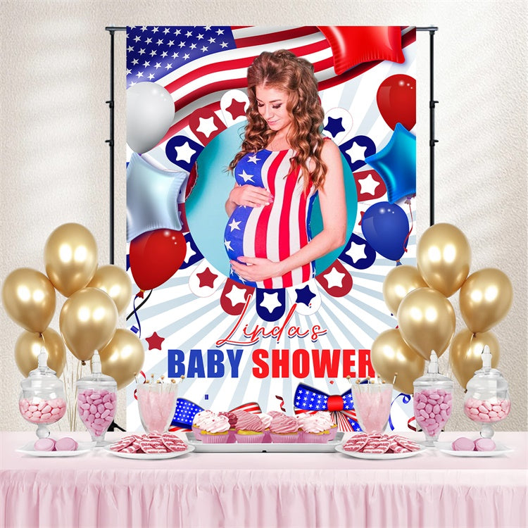 Baby Shower Backdrop Patriotic Star Custom Independence Day Backdrop LXX5-79